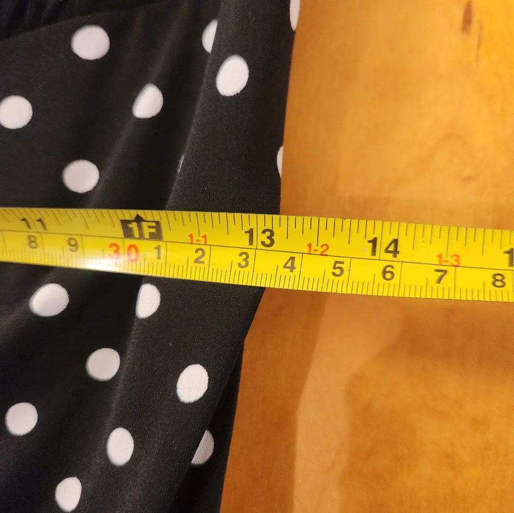 Connected Women's Petite Polka Dot Sheath Dress Size 4P in Black and White - Picture 7 of 9